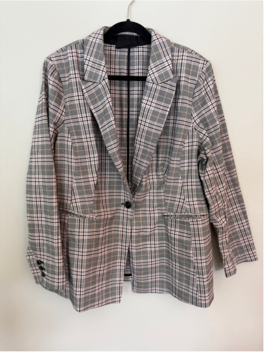 Lane Bryant Plaid Blazer Size 20 Grey Black Suit Jacket